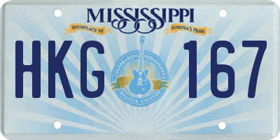 MS license plate HKG167