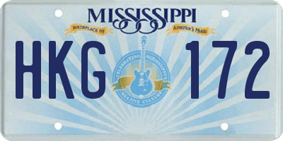 MS license plate HKG172