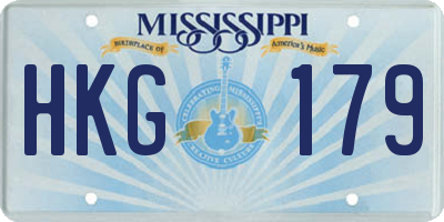 MS license plate HKG179