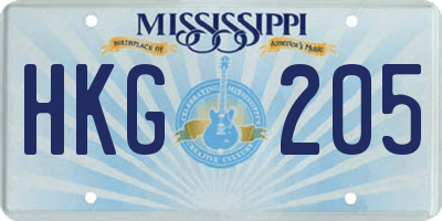 MS license plate HKG205