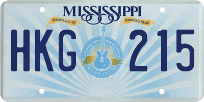 MS license plate HKG215