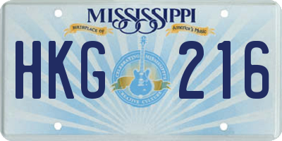 MS license plate HKG216