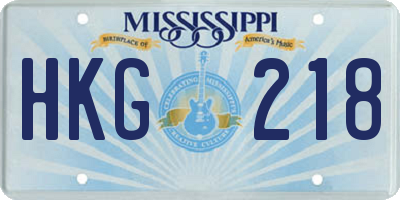 MS license plate HKG218