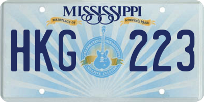 MS license plate HKG223