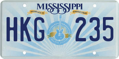 MS license plate HKG235