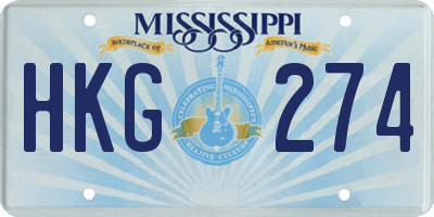 MS license plate HKG274