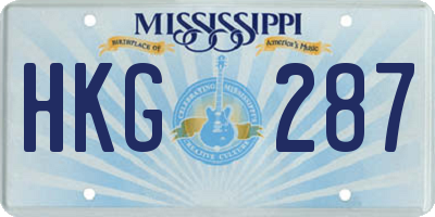 MS license plate HKG287