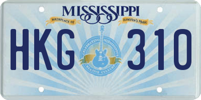 MS license plate HKG310