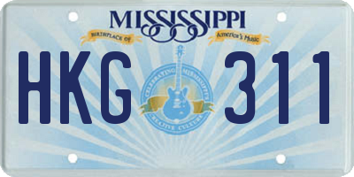 MS license plate HKG311