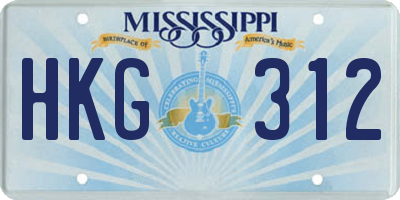MS license plate HKG312