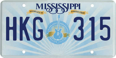 MS license plate HKG315