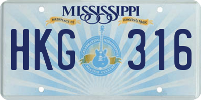 MS license plate HKG316