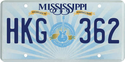 MS license plate HKG362