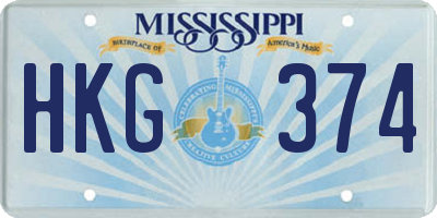 MS license plate HKG374