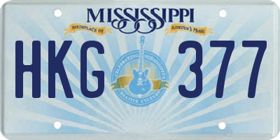 MS license plate HKG377