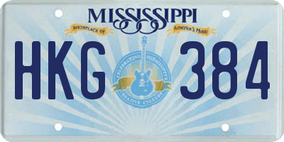 MS license plate HKG384