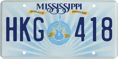 MS license plate HKG418