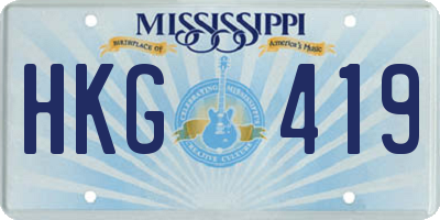 MS license plate HKG419
