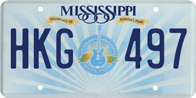 MS license plate HKG497