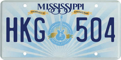 MS license plate HKG504