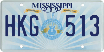 MS license plate HKG513