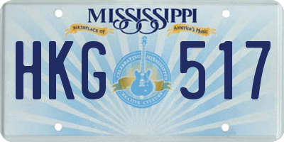 MS license plate HKG517