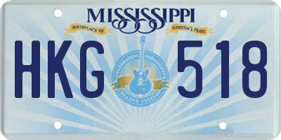 MS license plate HKG518