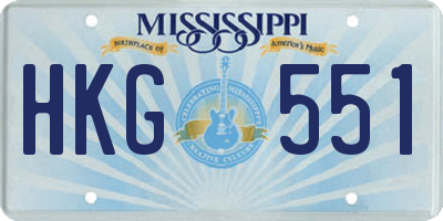 MS license plate HKG551