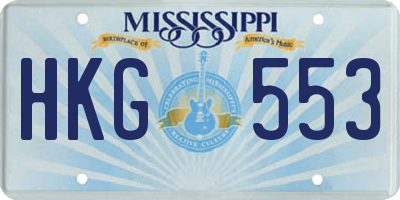 MS license plate HKG553