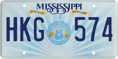 MS license plate HKG574