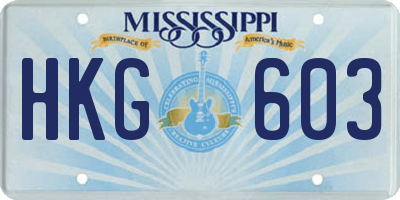 MS license plate HKG603