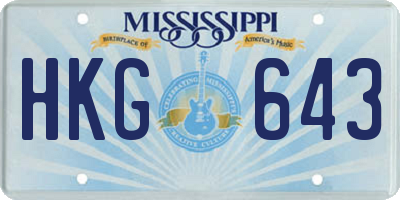 MS license plate HKG643