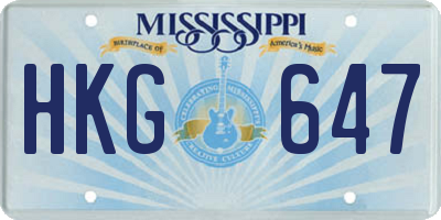 MS license plate HKG647