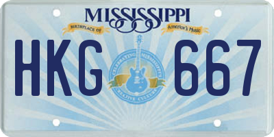 MS license plate HKG667