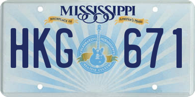 MS license plate HKG671