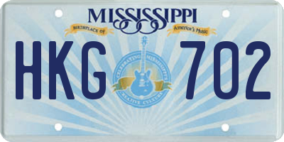 MS license plate HKG702