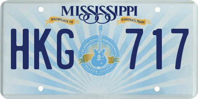 MS license plate HKG717