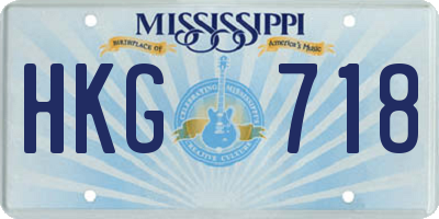 MS license plate HKG718