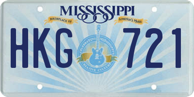 MS license plate HKG721