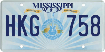 MS license plate HKG758