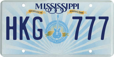 MS license plate HKG777