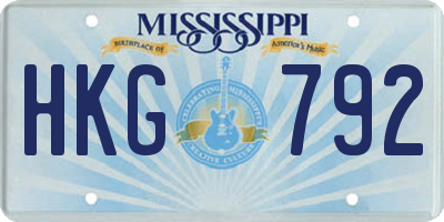MS license plate HKG792