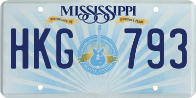 MS license plate HKG793
