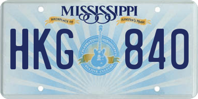 MS license plate HKG840