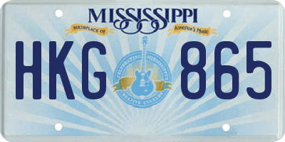 MS license plate HKG865