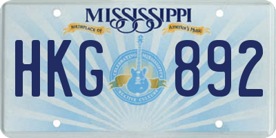 MS license plate HKG892