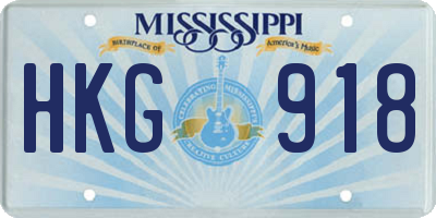 MS license plate HKG918