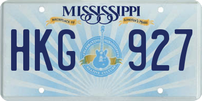 MS license plate HKG927