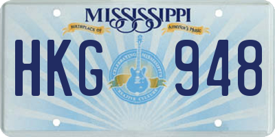 MS license plate HKG948