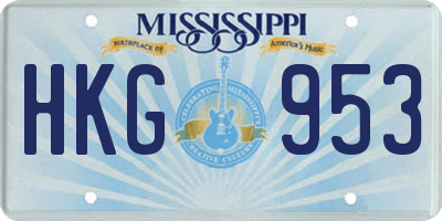 MS license plate HKG953